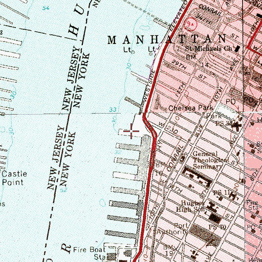 Topographic Map of Pier 62, NY