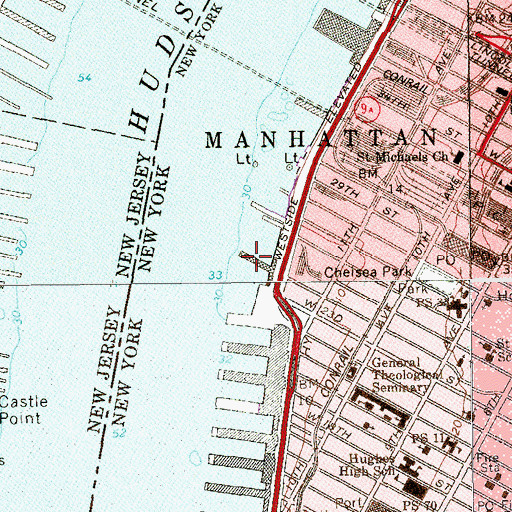 Topographic Map of Pier 64, NY