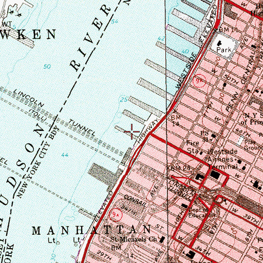 Topographic Map of Pier 81, NY