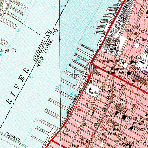 Topographic Map of Pier 94, NY