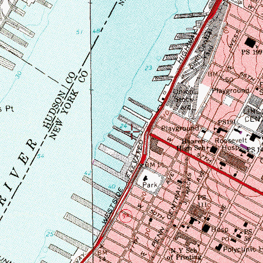 Topographic Map of Pier 96, NY