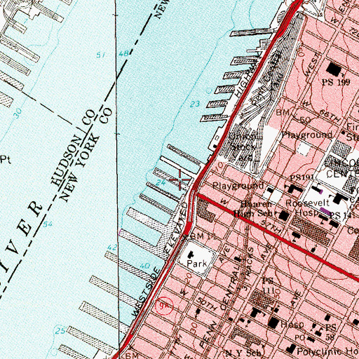 Topographic Map of Pier 97, NY