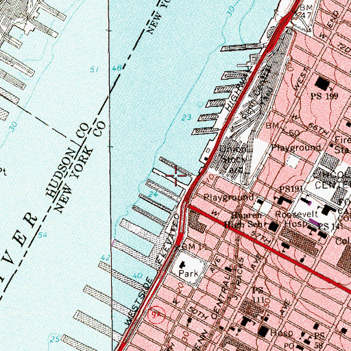 Topographic Map of Pier 98, NY