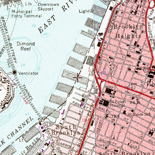 Topographic Map of Pier 7, NY