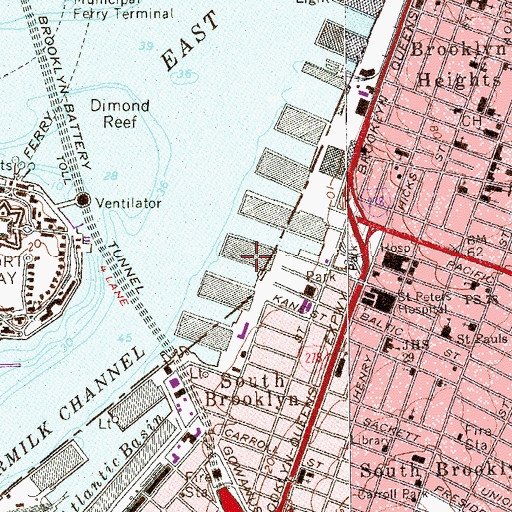 Topographic Map of Pier 8, NY