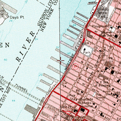 Topographic Map of Pier 88, NY
