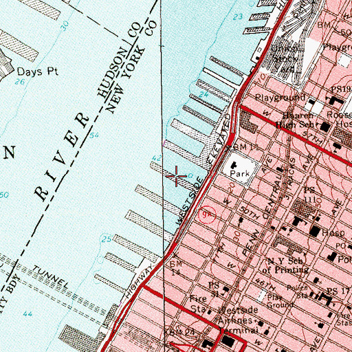 Topographic Map of Pier 90, NY