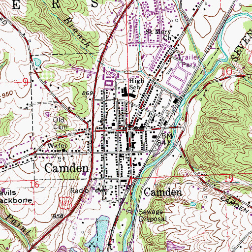 Topographic Map of Camden Post Office, OH