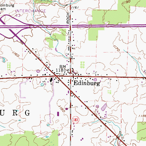 Topographic Map of Edinburg Post Office (historical), OH