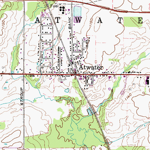 Topographic Map of Atwater Post Office, OH