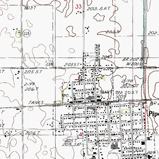 Topographic Map of Saint Peter Catholic Church, IL