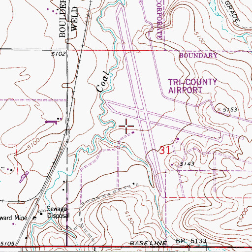 Topographic Map of Erie Municipal Airport, CO