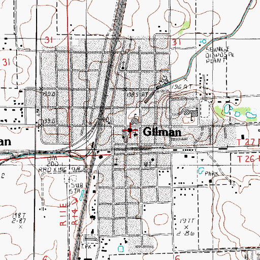 Topographic Map of Gilman United Methodist Church, IL