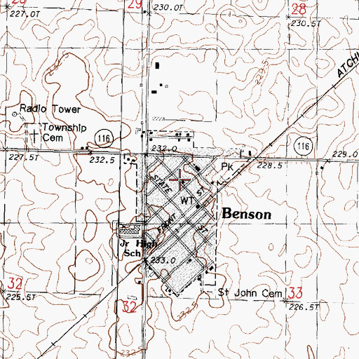 Topographic Map of Benson Baptist Church, IL