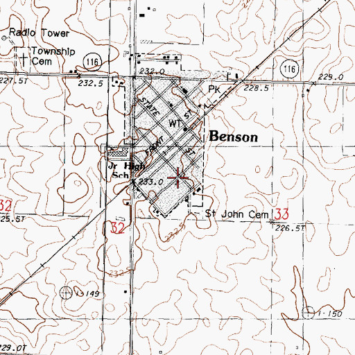 Topographic Map of Saint Johns Catholic Church, IL