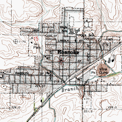 Topographic Map of Roanoke United Methodist Church, IL