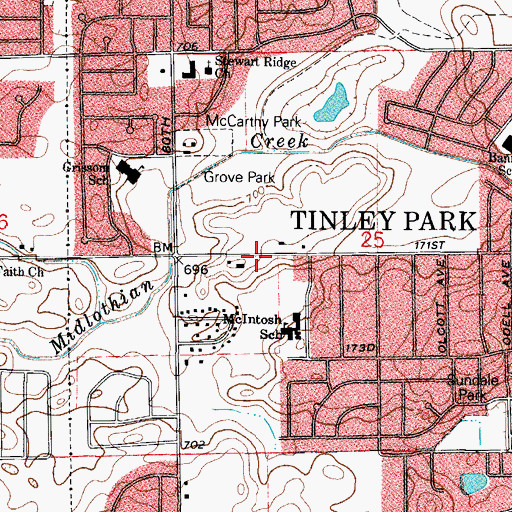 Topographic Map of School Number 140 (historical), IL