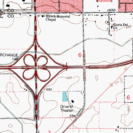 Topographic Map of Prosperi Airport (historical), IL