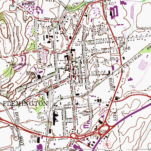 Topographic Map of Flemington Free Public Library, NJ
