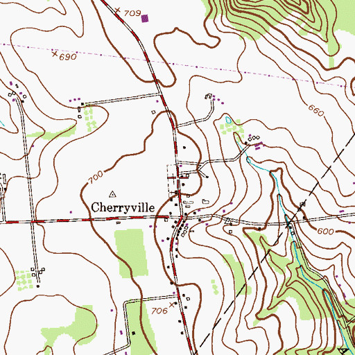 Topographic Map of Cherryville Baptist Cemetery, NJ