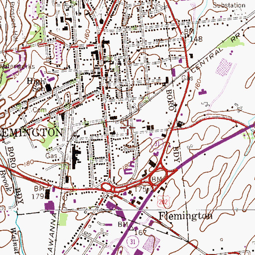 Topographic Map of Baptist Cemetery, NJ