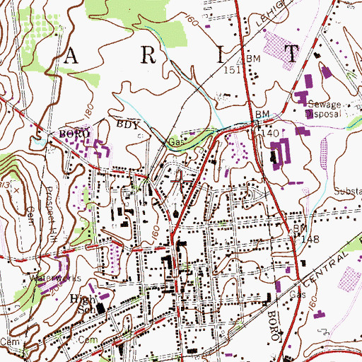 Topographic Map of Flemington Presbyterian Cemetery, NJ