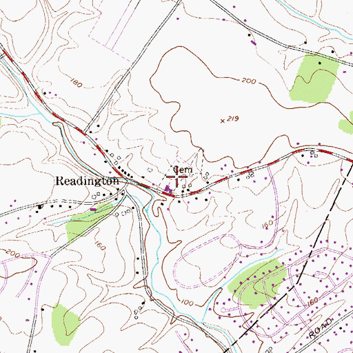 Topographic Map of Readington Reformed Church Cemetery, NJ