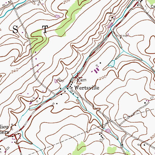 Topographic Map of Wertsville Baptist Church Yard, NJ