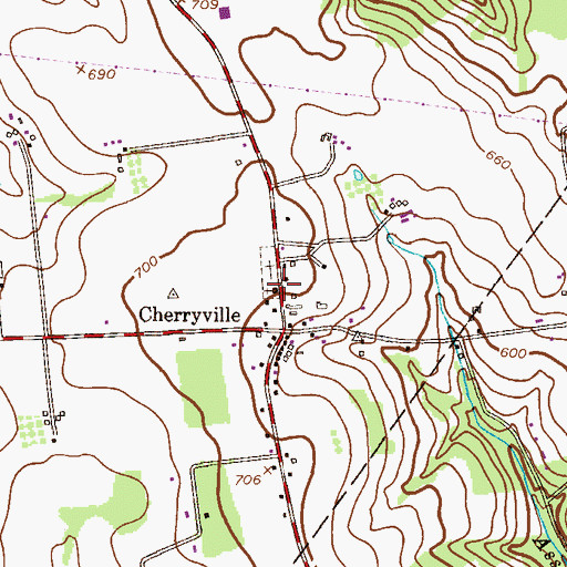 Topographic Map of Cherryville Baptist Church, NJ