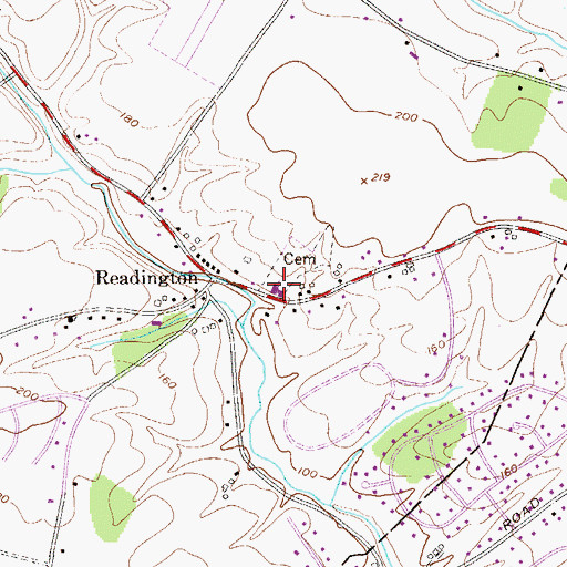 Topographic Map of Readington Reformed Church, NJ