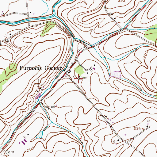Topographic Map of Union Cemetery of Wertsville, NJ