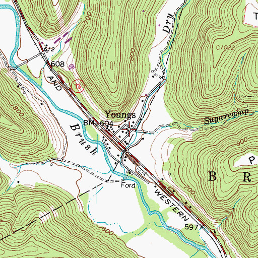 Topographic Map of Young Post Office (historical), OH