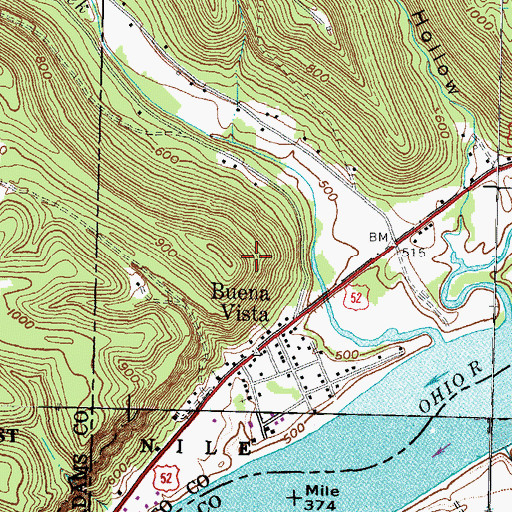 Topographic Map of Buena Vista Post Office (historical), OH