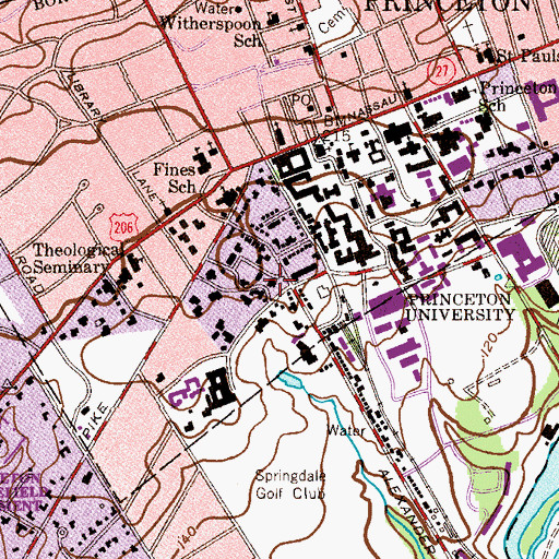 Topographic Map of Brown Hall, NJ