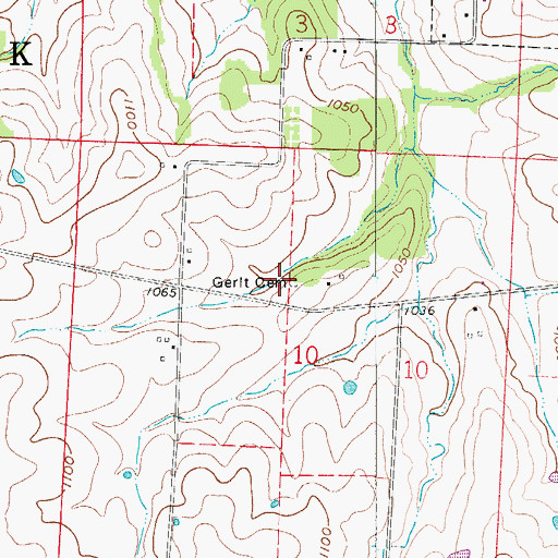 Topographic Map of Christ Lutheran Cemetery, MO