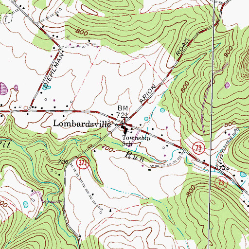 Topographic Map of Lombardville Post Office (historical), OH