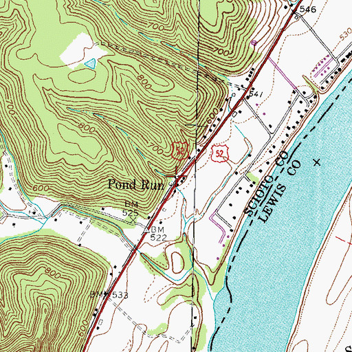 Topographic Map of Pondrun Post Office (historical), OH
