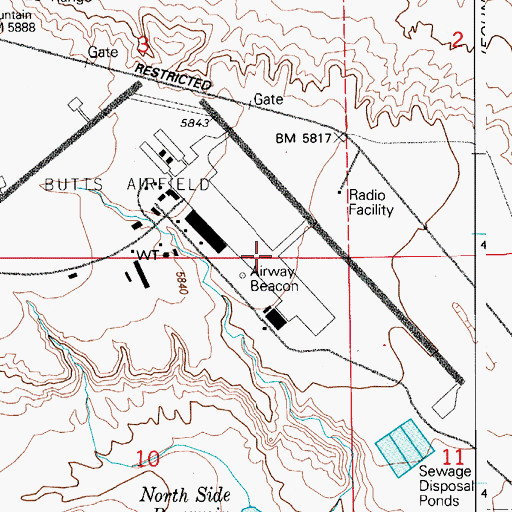 Topographic Map of Butts Army Airfield (Fort Carson), CO