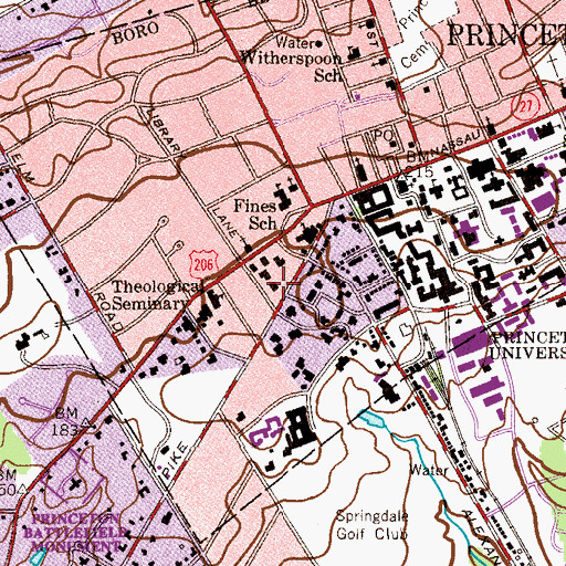 Topographic Map of Speer Library, NJ
