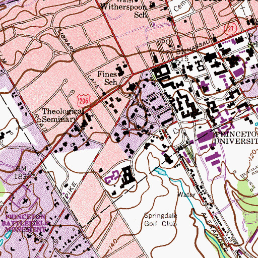 Topographic Map of Springdale Hall, NJ