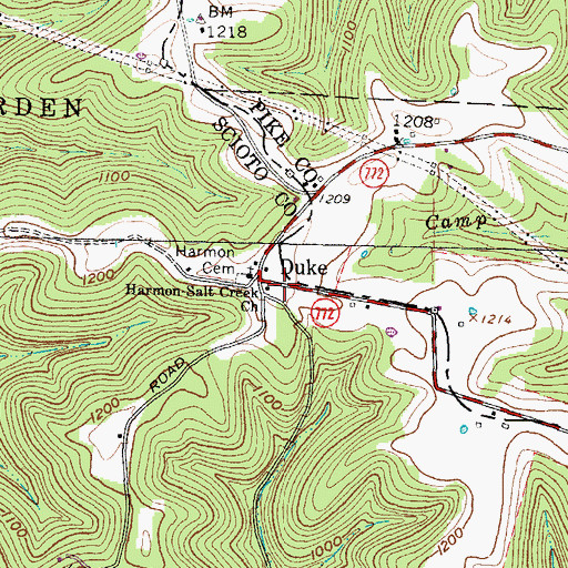 Topographic Map of Duke Post Office (historical), OH