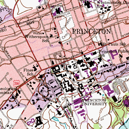 Topographic Map of Nassau Presbyterian Church, NJ