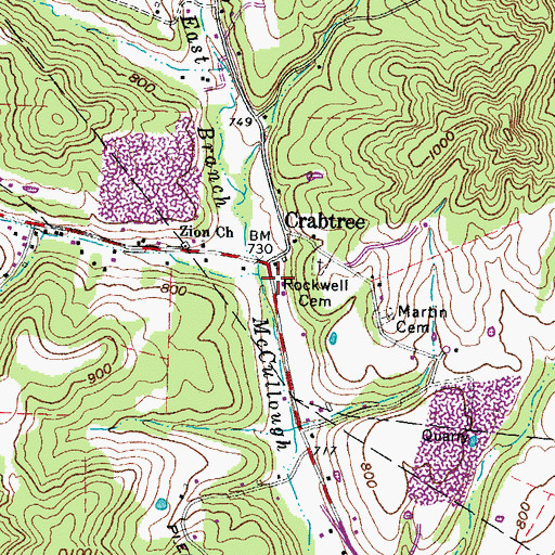 Topographic Map of Crabtree Post Office (historical), OH