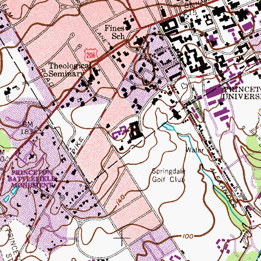 Topographic Map of Princeton Graduate College, NJ