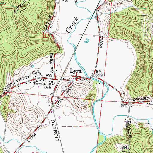 Topographic Map of Lyra Post Office (historical), OH
