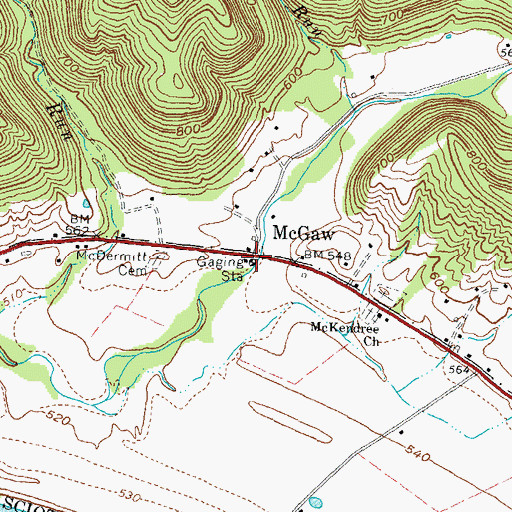 Topographic Map of McGaw Post Office (historical), OH