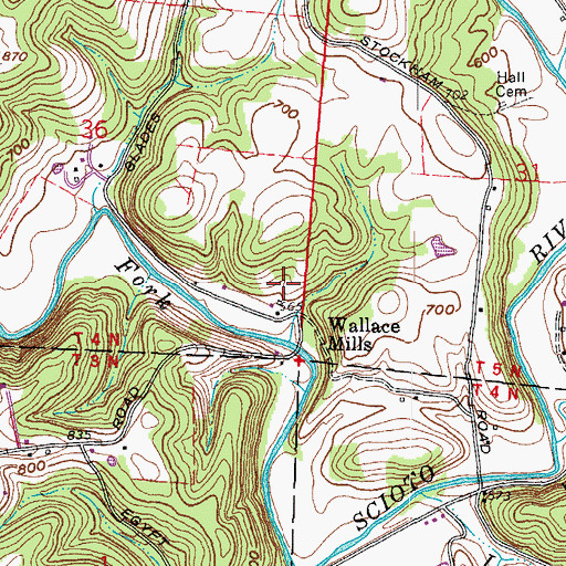 Topographic Map of Wallace Mills Post Office (historical), OH
