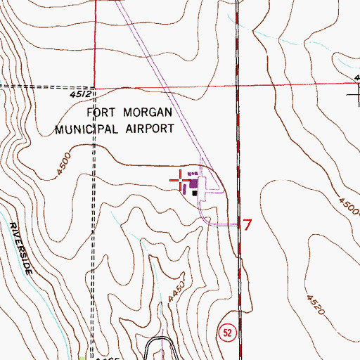 Topographic Map of Fort Morgan Municipal Airport, CO
