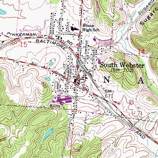 Topographic Map of South Webster Post Office, OH