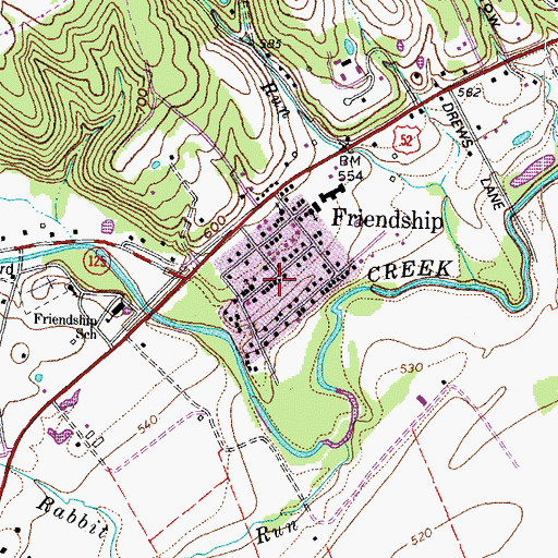 Topographic Map of Friendship Post Office, OH